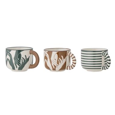 Set de 3 tazas estampadas Bloomingville | Tienda online de decoración nórdica y muebles nórdicos | Aixo